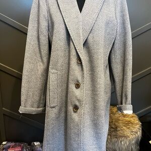 Powder Blue Herringbone Women's Coat